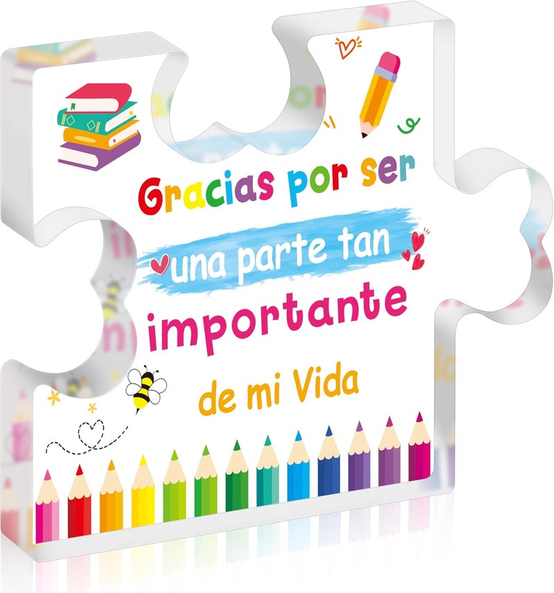 Yopyame Spanish Teacher Appreciation Gifts - Regalos para Maestra Acrylic Gift for Teacher Thank You Gifts for Teacher from Students End of Year Graduation Christmas Birthday Gift for Teachers - Image 1